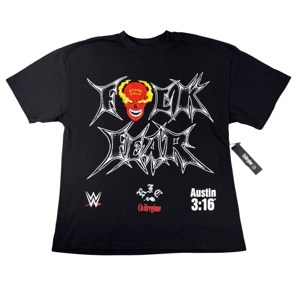 WWE Stone Cold Steve Austin T Shirt Mens Large Black Civil Regime Graphic Print